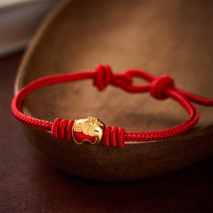 Buddha Stones Rotes Elefanten-Armband mit roter Schnur – Glücksbringer - image 12