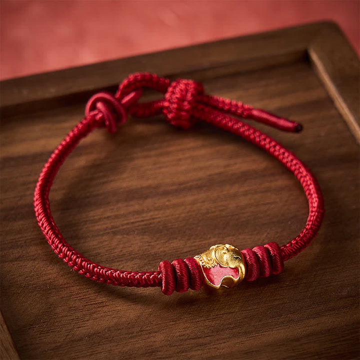 Buddha Stones Rotes Elefanten-Armband mit roter Schnur – Glücksbringer - image 3