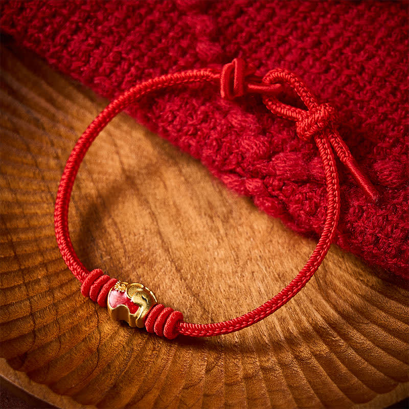 Buddha Stones Rotes Elefanten-Armband mit roter Schnur – Glücksbringer - image 11