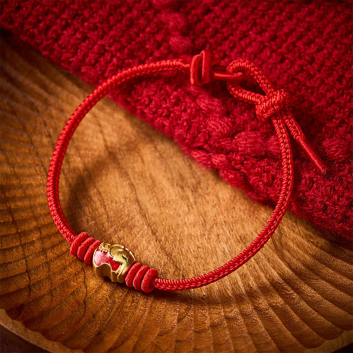 Buddha Stones Rotes Elefanten-Armband mit roter Schnur – Glücksbringer - image 11