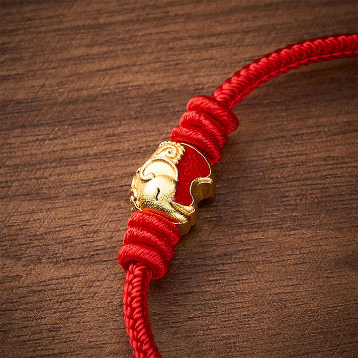 Buddha Stones Rotes Elefanten-Armband mit roter Schnur – Glücksbringer - image 13