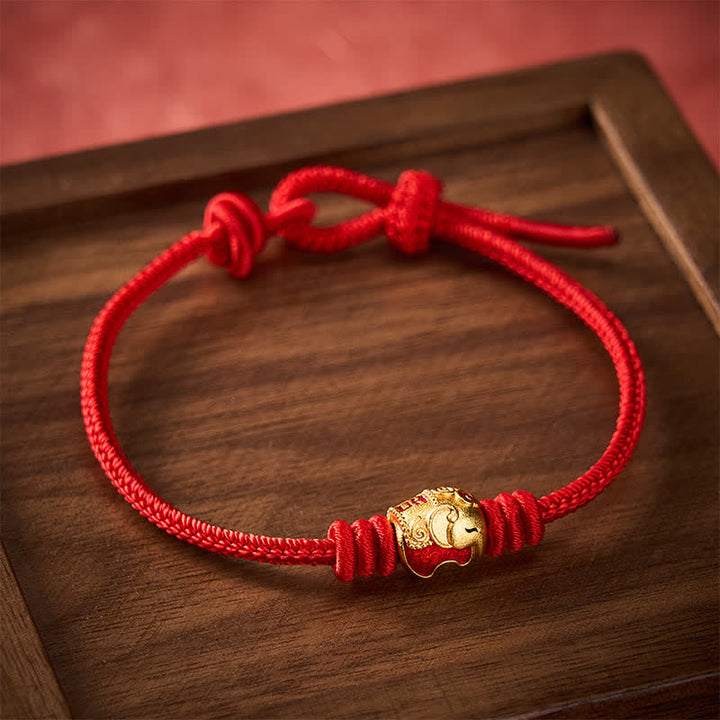 Buddha Stones Rotes Elefanten-Armband mit roter Schnur – Glücksbringer - Rot (Handgelenkumfang 15–17 cm) - image 9