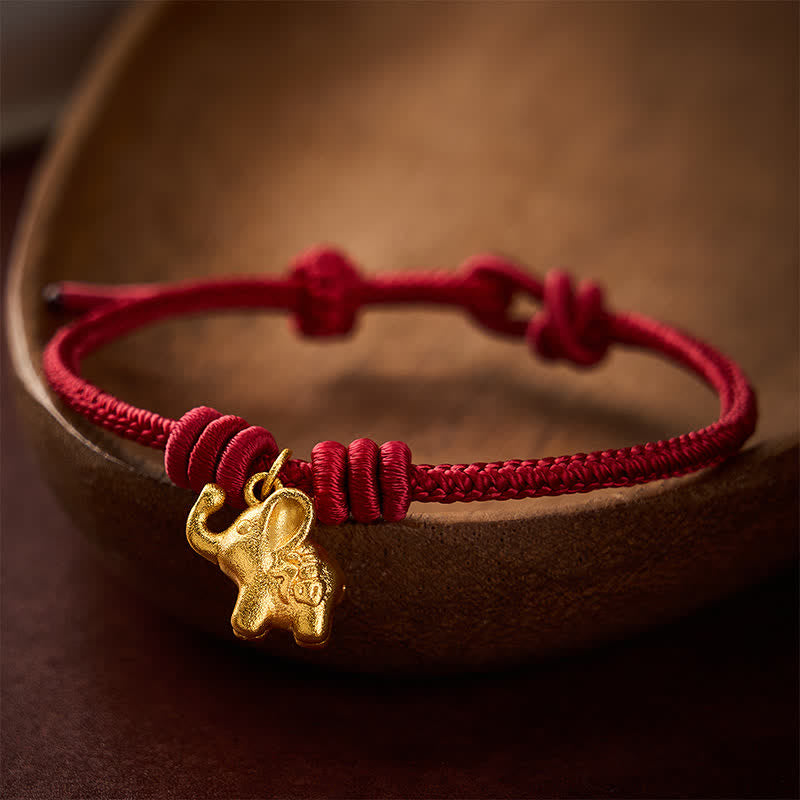Buddha Stones Armband mit Elefantenmotiv (Fu-Charakter) aus rotem, geflochtenem Seil - image 13