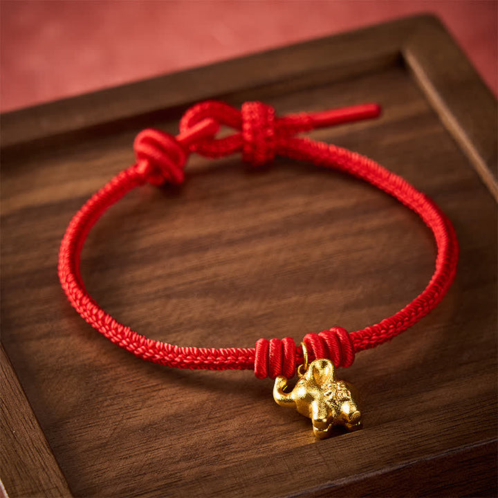 Buddha Stones Armband mit Elefantenmotiv (Fu-Charakter) aus rotem, geflochtenem Seil - image 2
