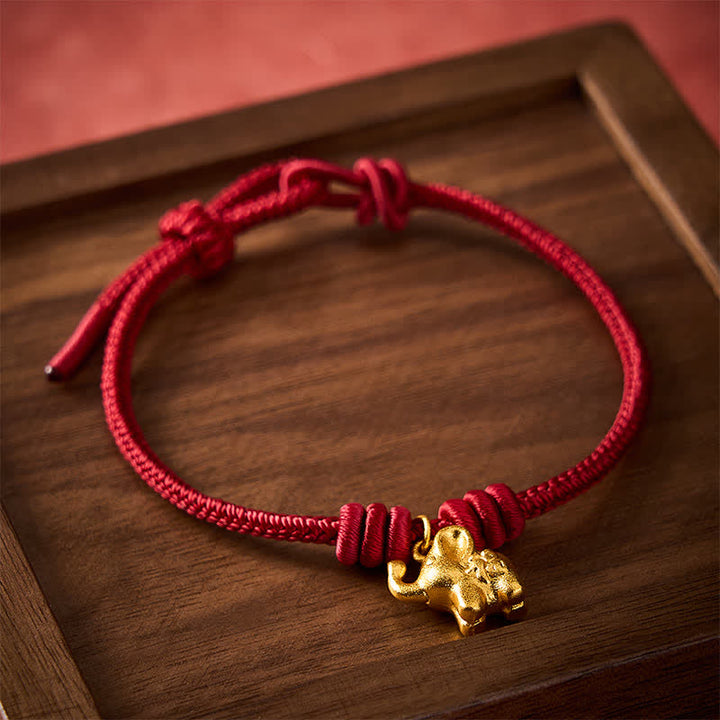 Buddha Stones Armband mit Elefantenmotiv (Fu-Charakter) aus rotem, geflochtenem Seil - image 11