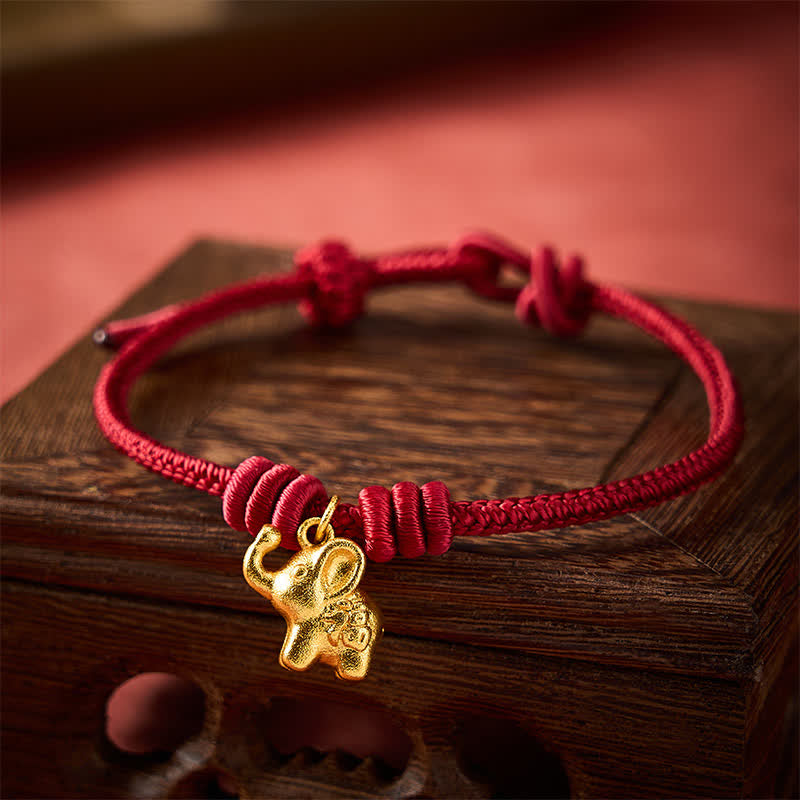 Buddha Stones Armband mit Elefantenmotiv (Fu-Charakter) aus rotem, geflochtenem Seil - image 12