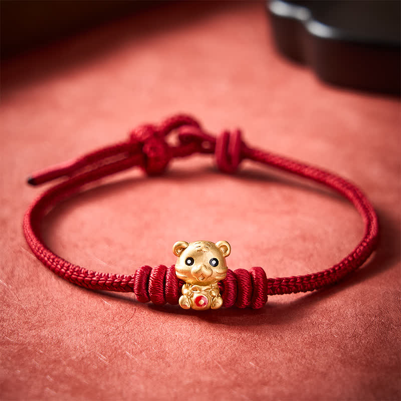 Buddha Stones Tiger-Geldbeutel, rotes Glücksarmband aus geflochtenem Seil - image 11