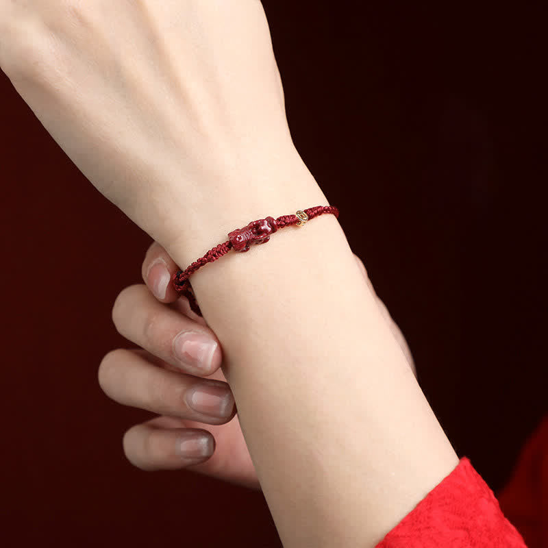 Buddha Stones Cinnabar Pi Xiu 925 Sterling Silber Chinesische Münze Reichtum Rote Schnur Verstellbares Armband - image 10