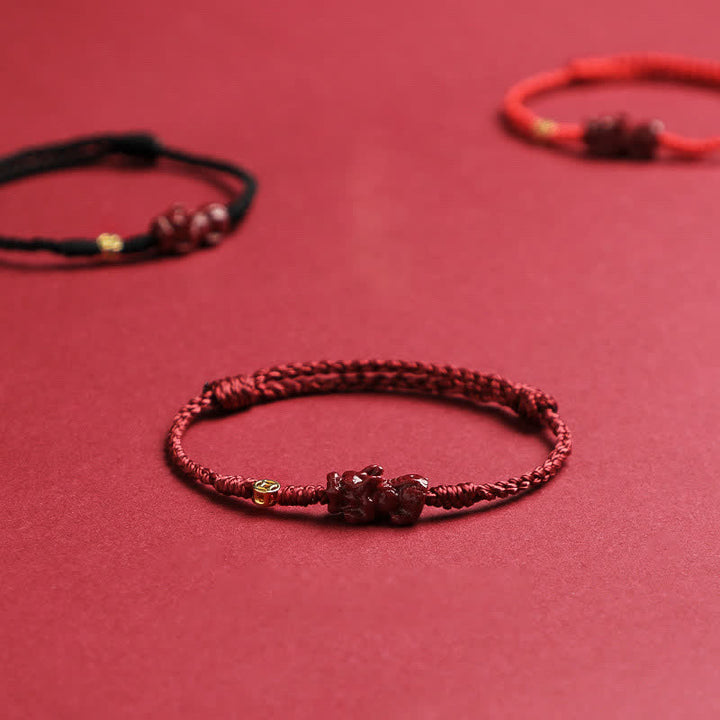 Buddha Stones Cinnabar Pi Xiu 925 Sterling Silber Chinesische Münze Reichtum Rote Schnur Verstellbares Armband - image 9