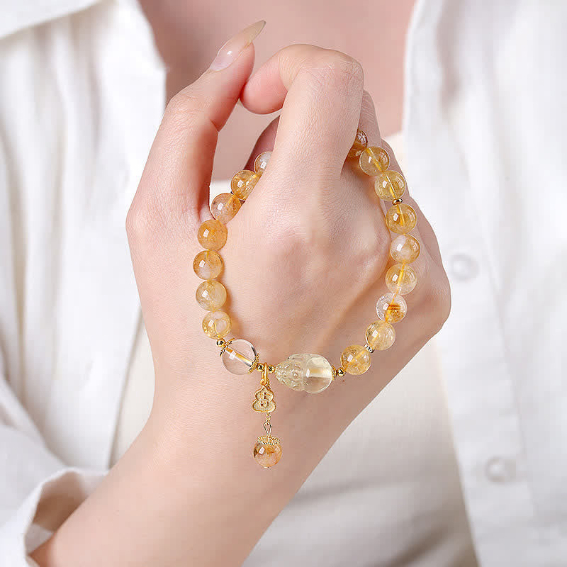 Buddha Stones Chinesisch inspiriertes Citrin-Pi-Xiu-Anhänger-Armband für Glück und Fülle - image 3