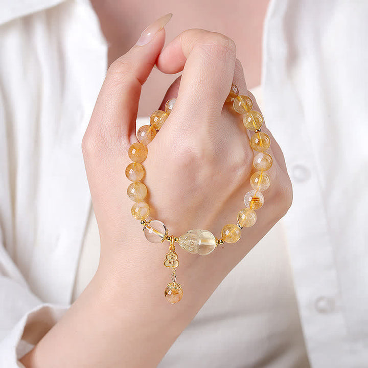 Buddha Stones Chinesisch inspiriertes Citrin-Pi-Xiu-Anhänger-Armband für Glück und Fülle - image 3