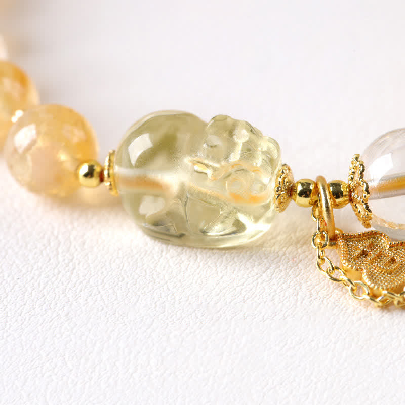 Buddha Stones Chinesisch inspiriertes Citrin-Pi-Xiu-Anhänger-Armband für Glück und Fülle - image 5