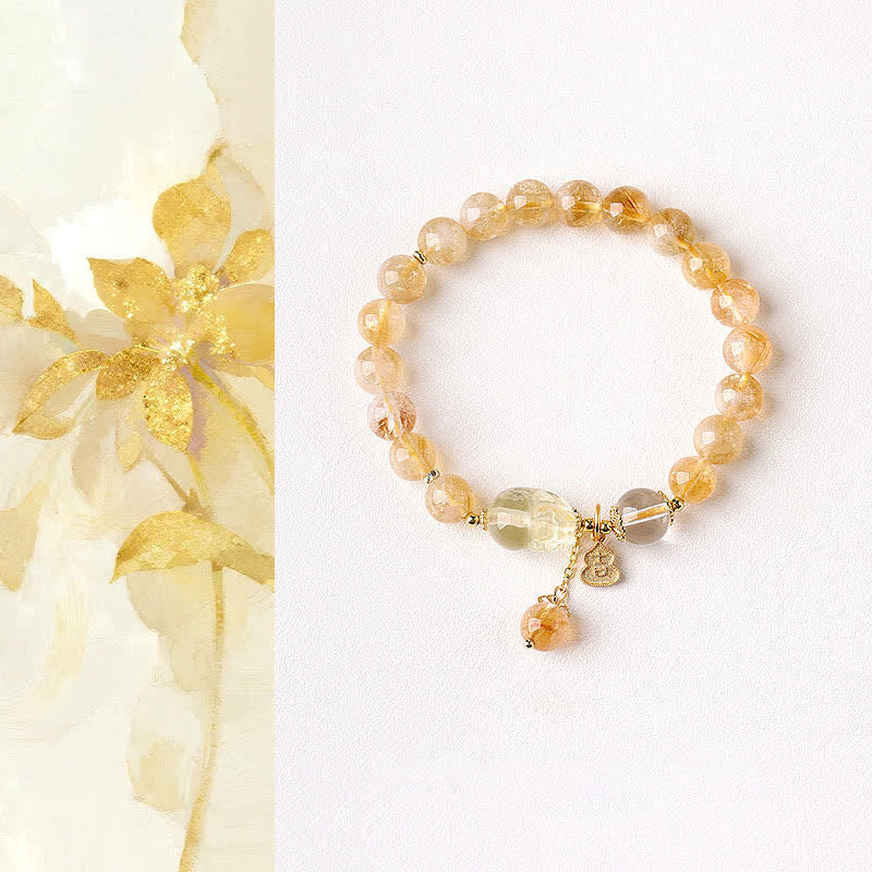 Buddha Stones Chinesisch inspiriertes Citrin-Pi-Xiu-Anhänger-Armband für Glück und Fülle - Pi Xiu Citrin (Handgelenkumfang: 15–16 cm) - image 0