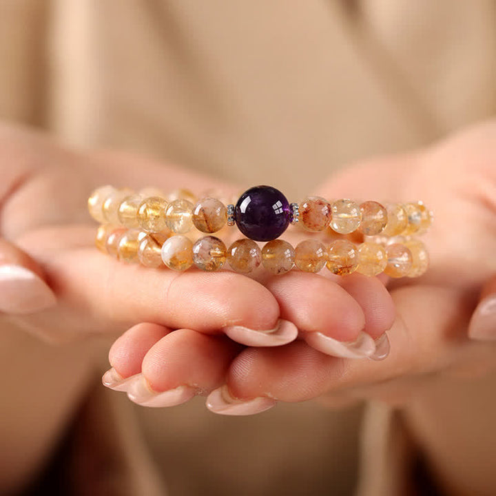 Buddha Stones Citrin Pi Xiu Doppelarmband für Fülle und Reichtum - image 13