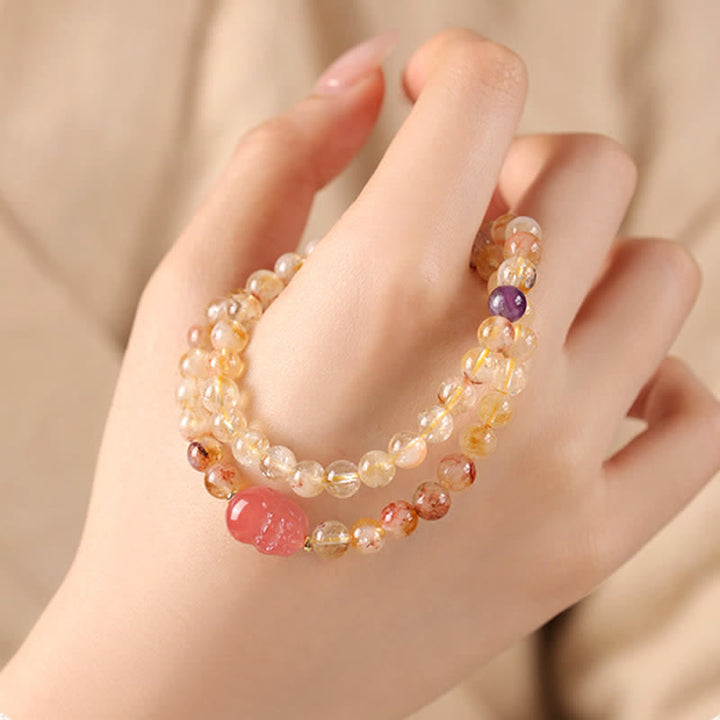 Buddha Stones Citrin Pi Xiu Doppelarmband für Fülle und Reichtum - image 1