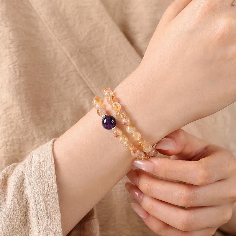 Buddha Stones Citrin Pi Xiu Doppelarmband für Fülle und Reichtum - image 14