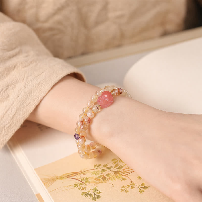 Buddha Stones Citrin Pi Xiu Doppelarmband für Fülle und Reichtum - image 2
