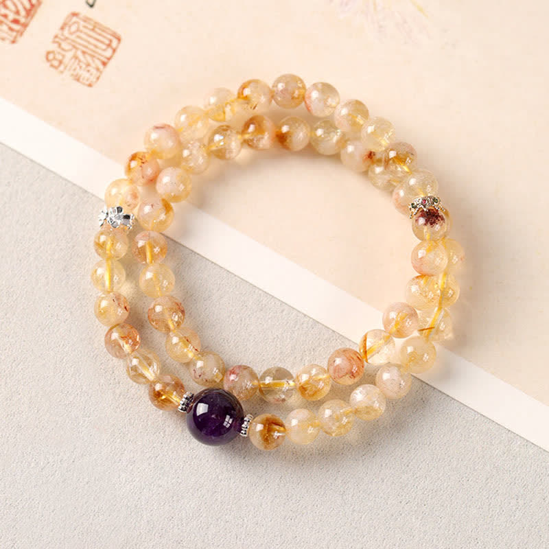 Buddha Stones Citrin Pi Xiu Doppelarmband für Fülle und Reichtum - Amethyst (Handgelenkumfang: 14–15 cm) - image 12