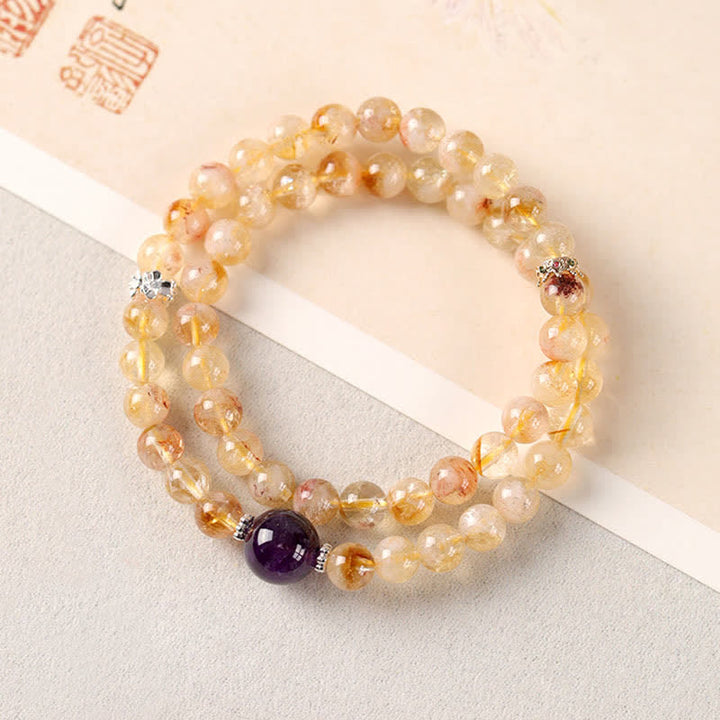 Buddha Stones Citrin Pi Xiu Doppelarmband für Fülle und Reichtum - Amethyst (Handgelenkumfang: 14–15 cm) - image 12