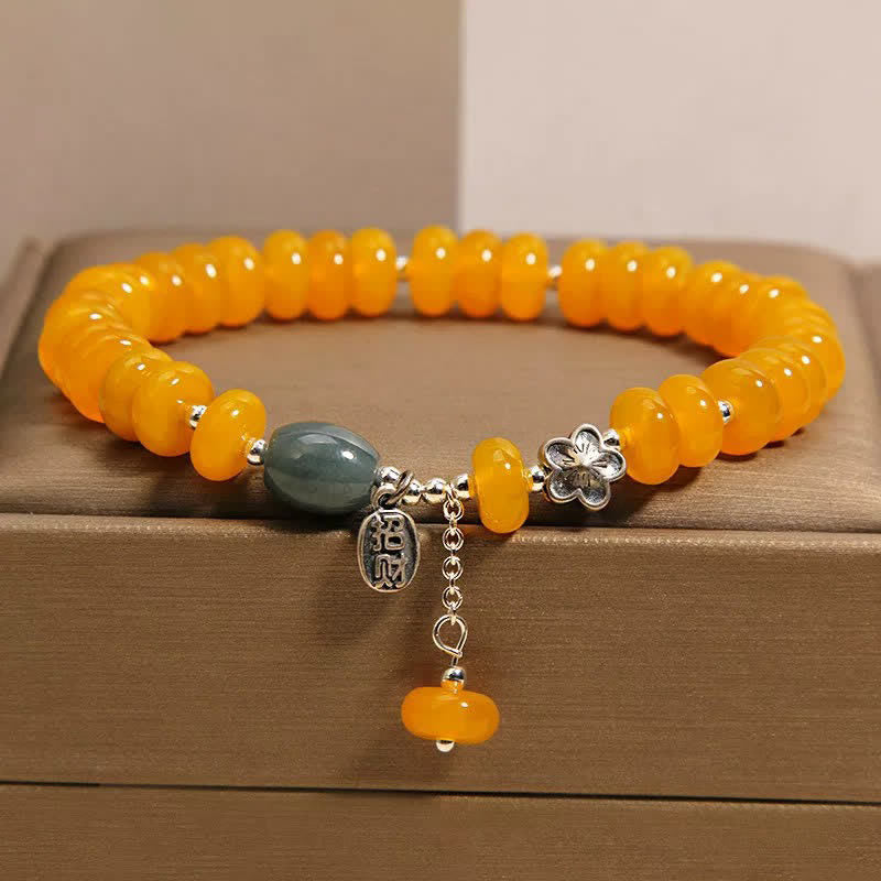 Buddha Stones Armband aus gelbem und grünem Achat – ein Symbol für Wohlstand - Gelbe Achat-Abakusperle (Handgelenkumfang: 16–17 cm) - image 0
