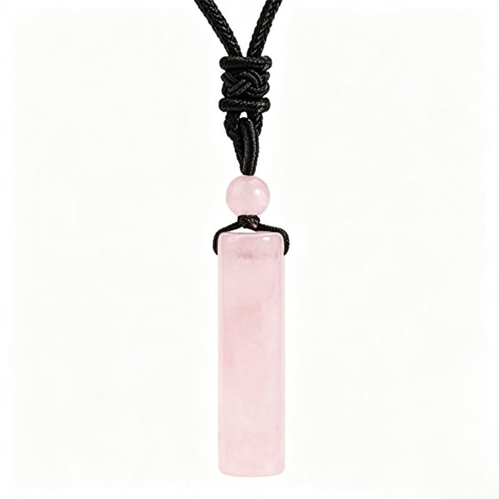 Buddha Stones Verschiedene Kristalle, Rosenquarz, grüner Aventurin und Amethyst, zylindrischer Heilhalsanhänger - Rosenquarz - image 11