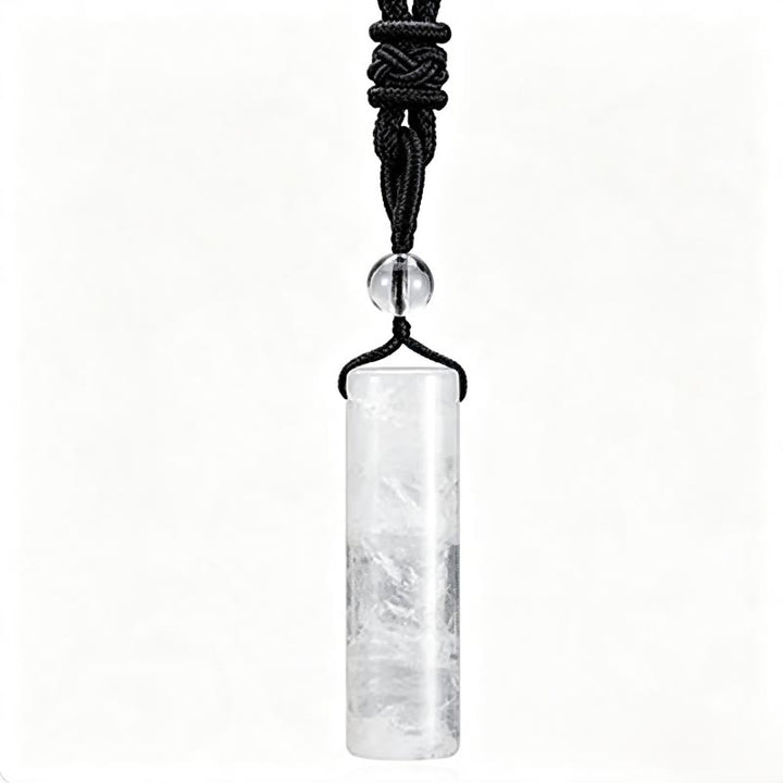Buddha Stones Verschiedene Kristalle, Rosenquarz, grüner Aventurin und Amethyst, zylindrischer Heilhalsanhänger - Weißer Kristall - image 14