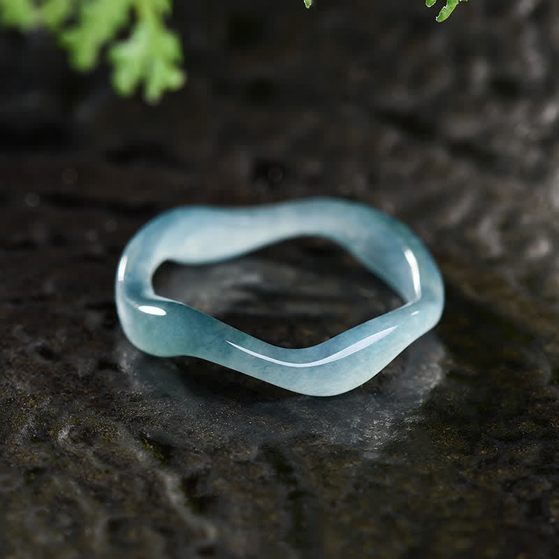 Buddha Stones Jade Glücksring (unregelmäßig) - Jade-Ripple-Ring - US12-13 (22 mm) - image 0