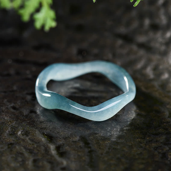 Buddha Stones Jade Glücksring (unregelmäßig) - Jade-Ripple-Ring - US12-13 (22 mm) - image 0