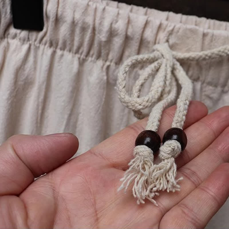 Buddha Stones 2-teiliges Set für Frühling und Sommer: Tang-Stil Hemd und Hose mit Mandarin-Kragen, Stickerei, einfarbige Baumwolle, Herren-Meditationskleidung mit Taschen - image 16