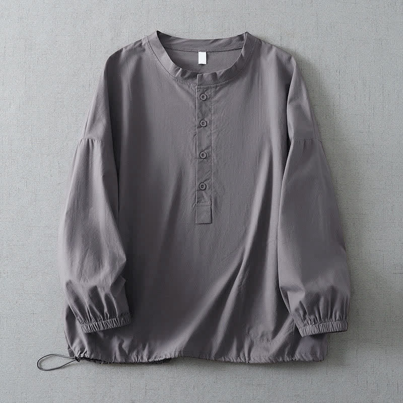 Buddha Stones Einfaches, einfarbiges Langarm-Hemd mit Knopfleiste und Tasche für Damen im Herbst - Grau - US14, UK/AU18, EU46 (2XL) - image 0