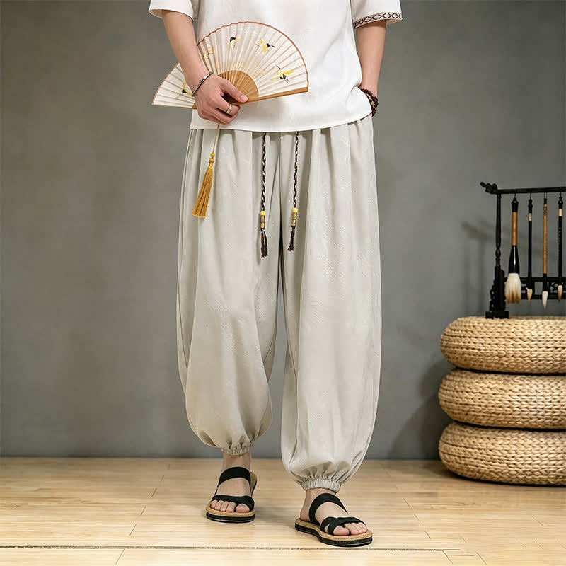 Buddha Stones Lässige Haremshose im Tang-Stil mit Kordelzug und Tasche für Herren – ideal für Frühling und Sommer. - image 23
