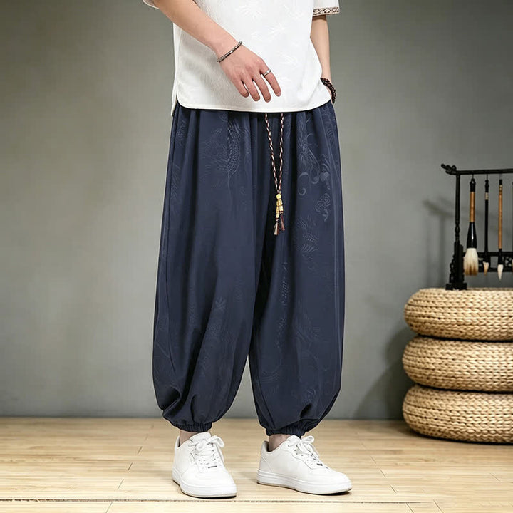 Buddha Stones Lässige Haremshose im Tang-Stil mit Kordelzug und Tasche für Herren – ideal für Frühling und Sommer. - image 20