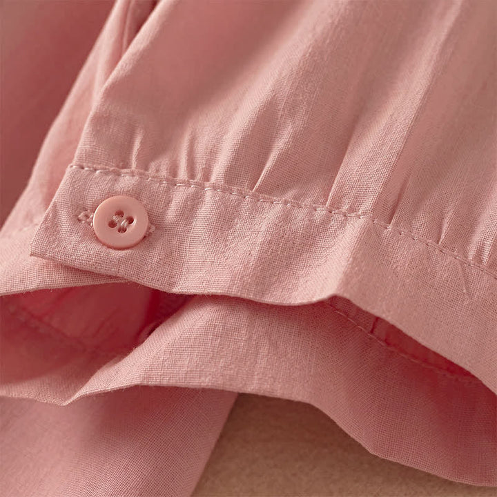 Buddha Stones Klassisches, schlichtes Kurzarmhemd mit Knopfleiste für Damen – einfarbig – für den Sommer - image 36