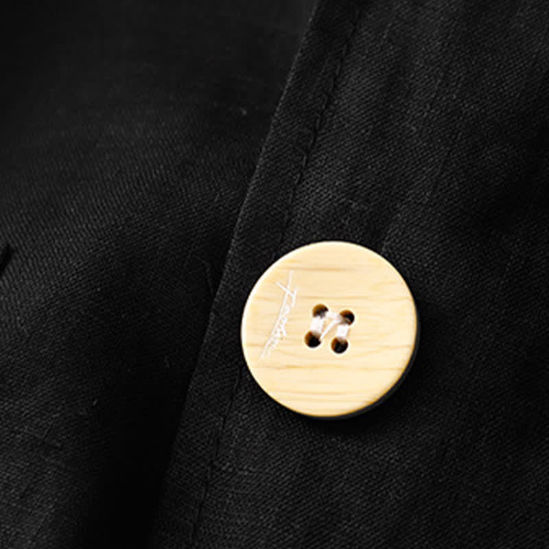 Buddha Stones Lässiges, minimalistisches Damenhemd mit aufgesetzter Tasche für Frühling und Sommer, Dreiviertelärmel, einfarbig, mit Tasche - image 30