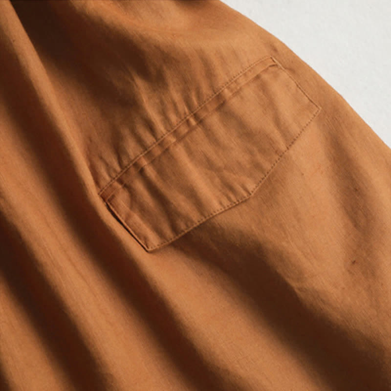 Buddha Stones Lässiges, minimalistisches Kurzarmkleid mit Knopfleiste und Tasche für Damen, ideal für Frühling und Sommer. - image 7
