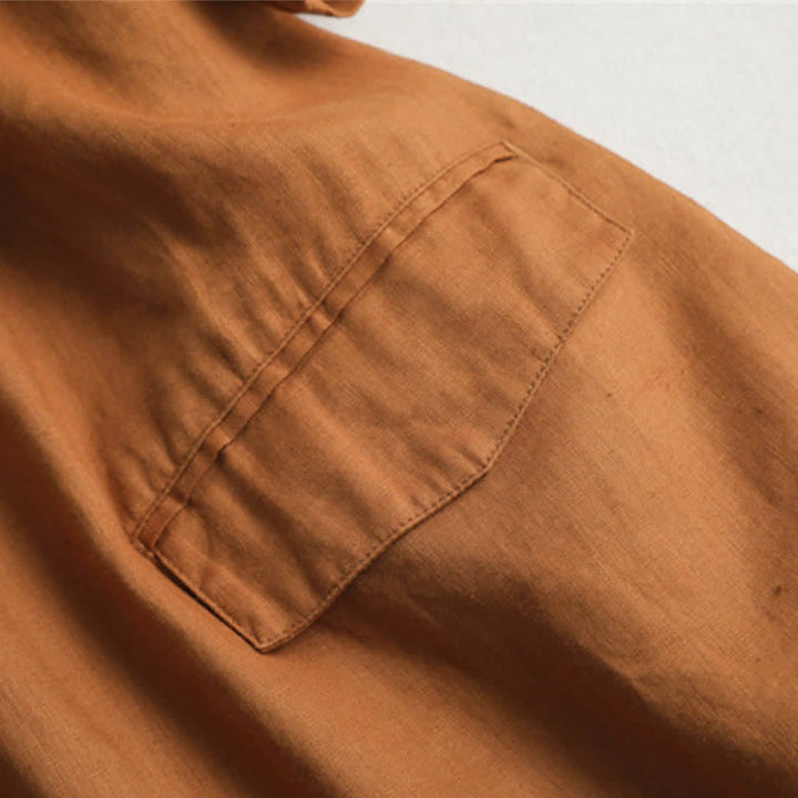 Buddha Stones Lässiges, minimalistisches Kurzarmkleid mit Knopfleiste und Tasche für Damen, ideal für Frühling und Sommer. - image 8