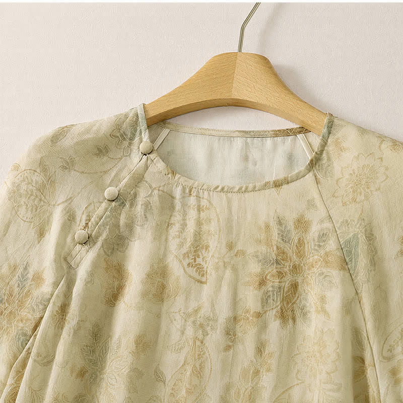 Buddha Stones Elegantes, frühlingshaftes Boho-Kleid mit Blumenmuster und langen Ärmeln für Damen - image 3