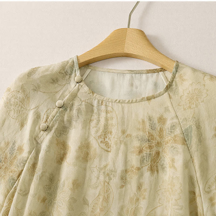 Buddha Stones Elegantes, frühlingshaftes Boho-Kleid mit Blumenmuster und langen Ärmeln für Damen - image 3