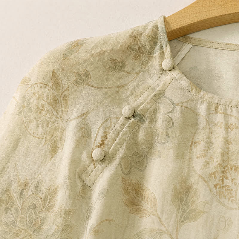 Buddha Stones Elegantes, frühlingshaftes Boho-Kleid mit Blumenmuster und langen Ärmeln für Damen - image 5