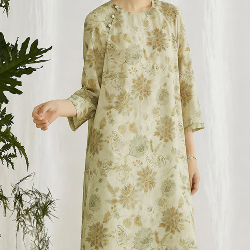 Buddha Stones Elegantes, frühlingshaftes Boho-Kleid mit Blumenmuster und langen Ärmeln für Damen - image 2