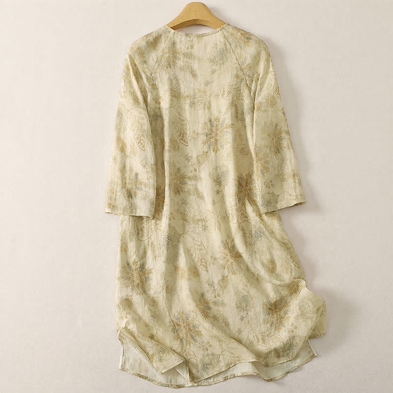 Buddha Stones Elegantes, frühlingshaftes Boho-Kleid mit Blumenmuster und langen Ärmeln für Damen - image 1