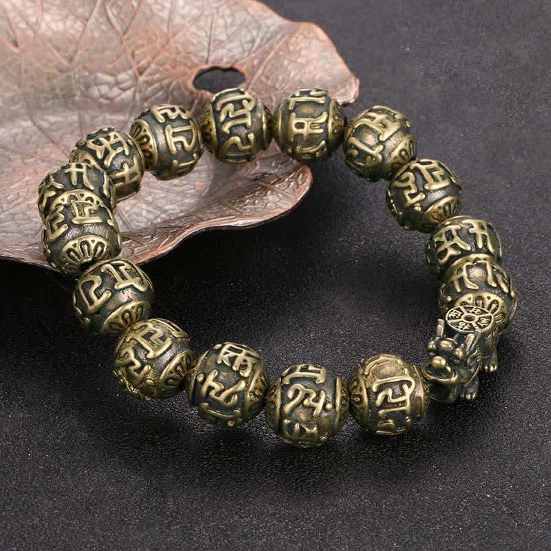 Buddha Stones Antikes Messing-Armband „Pi Xiu Om Mani Padme Hum“ - image 2