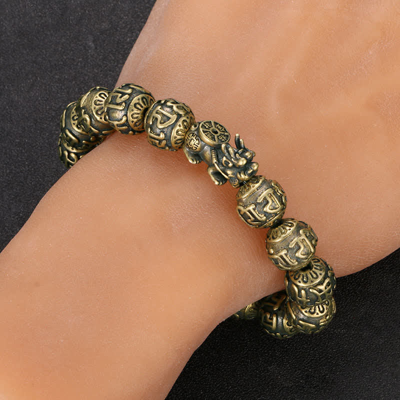 Buddha Stones Antikes Messing-Armband „Pi Xiu Om Mani Padme Hum“ - image 3
