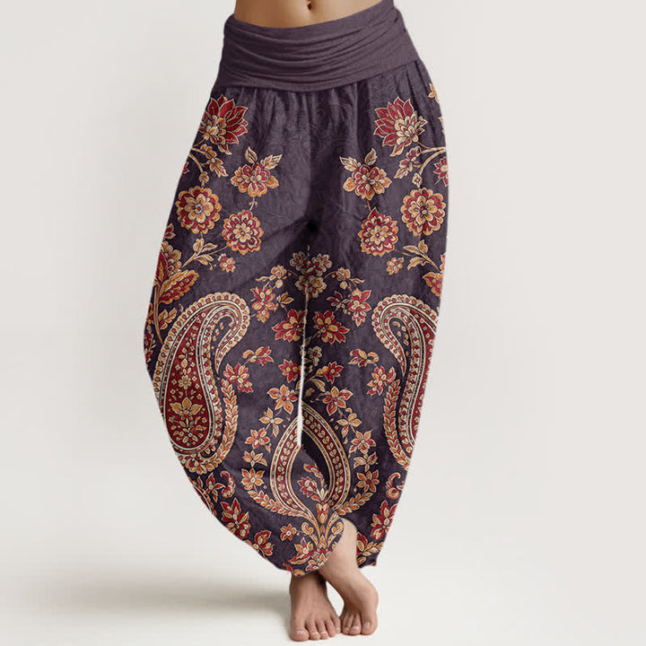 Buddha Stones Haremshose aus Baumwolle mit Paisley-Blumenmuster und elastischem Bund für Damen - Lila - US16, UK/AU20, EU48 (3XL) - image 8
