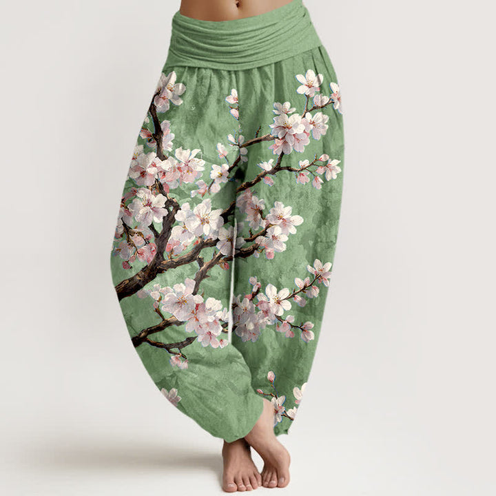 Buddha Stones Haremshose aus Baumwolle mit Kirschblütenmuster und elastischem Bund für Damen - Hellgrün - US16, UK/AU20, EU48 (3XL) - image 8