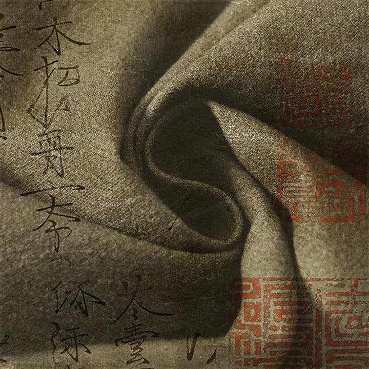 Buddha Stones Herrenhose aus reiner Baumwolle mit Vintage-Kalligrafie-Siegelmuster, Kordelzug, schmal zulaufendem Schnitt und Taschen - image 6