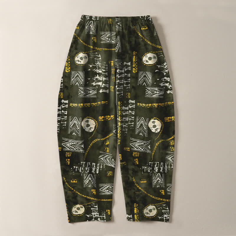 Buddha Stones Herrenhose aus reiner Baumwolle mit Boho-Muster, geometrischem Medaillon-Muster, Kordelzug, schmal zulaufendem Bein und Taschen - image 10