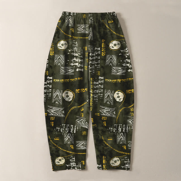 Buddha Stones Herrenhose aus reiner Baumwolle mit Boho-Muster, geometrischem Medaillon-Muster, Kordelzug, schmal zulaufendem Bein und Taschen - image 10