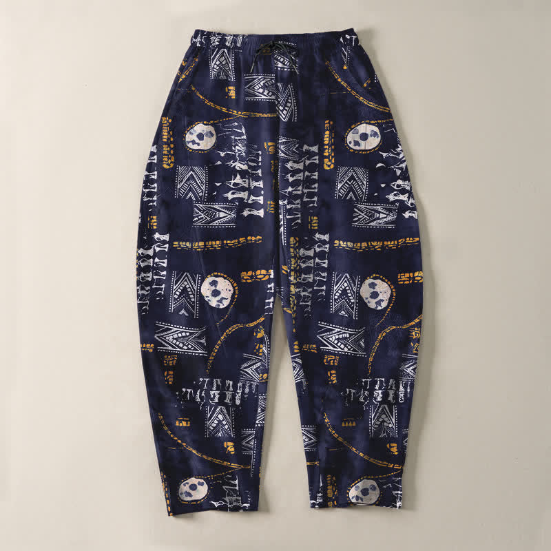 Buddha Stones Herrenhose aus reiner Baumwolle mit Boho-Muster, geometrischem Medaillon-Muster, Kordelzug, schmal zulaufendem Bein und Taschen - image 13