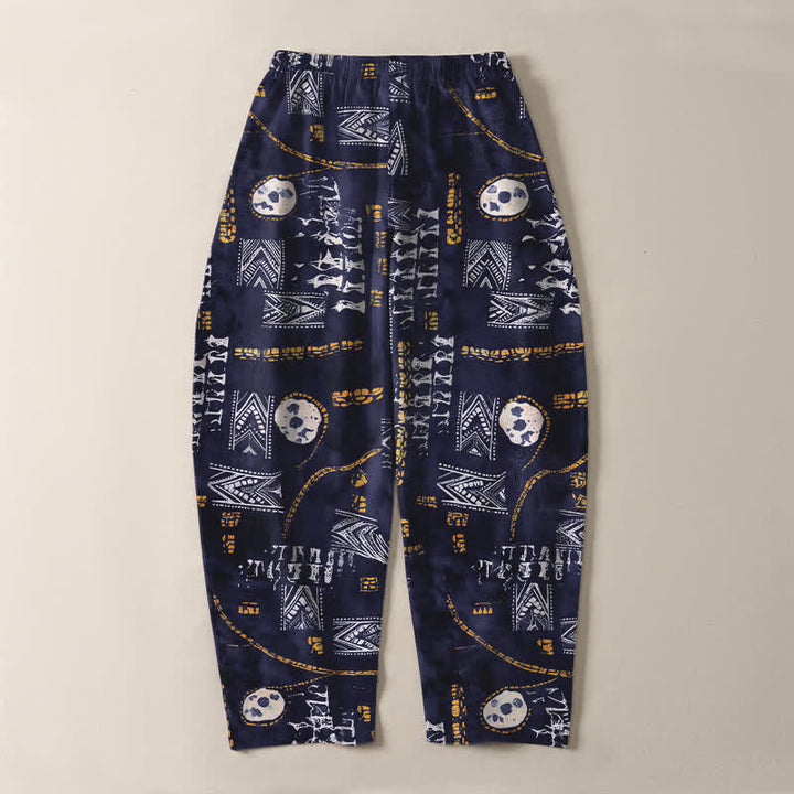 Buddha Stones Herrenhose aus reiner Baumwolle mit Boho-Muster, geometrischem Medaillon-Muster, Kordelzug, schmal zulaufendem Bein und Taschen - image 14